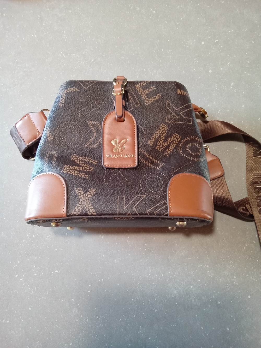 Brown Logo Crossbody Shoulder Bag